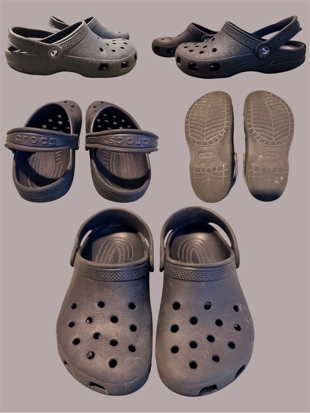 Kids Crocs Classic Clog with Heel Strap - Black